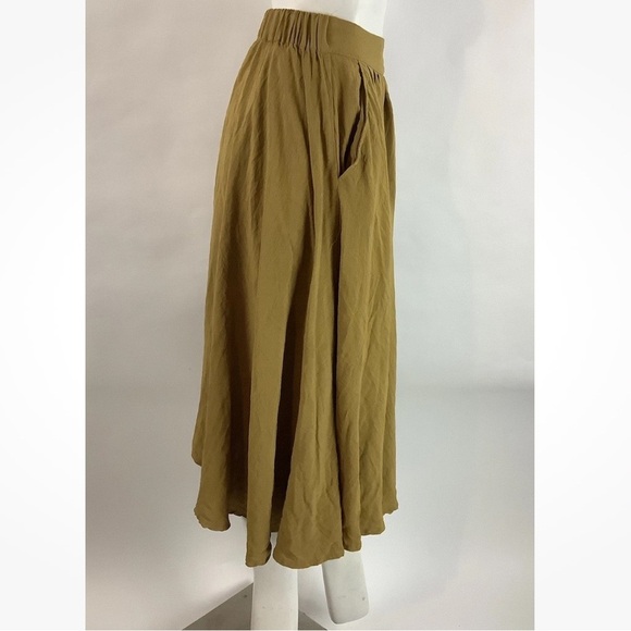 Anthropologie Sz S/M Boho Cottagecore Fairy Look Swing Hem Midi Skirt Tan - Picture 4 of 7